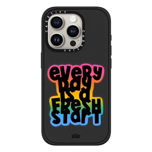 Artsy Craftsy x CASETiFY iPhone 15 Pro ケース マットブラック インパクトケース MagSafe対応 FRESH START