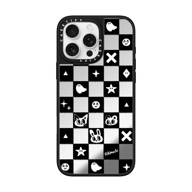 Raimochi x CASETiFY iPhone 16 Pro Max ケース Cat,Checkered Silver on Black ミラーケース MagSafe対応 Be Cool Back to School Raimochi x CASETiFY iPhone 16 Pro Max ケース Cat,Checkered Silver on Black ミラーケース MagSafe対応 Be Cool Back to School