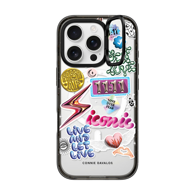 Connie Davalos x CASETiFY iPhone 16 Pro ケース ブラック インパクトリングスタンドケース MagSafe対応 Everything Stickers Father's Day Connie Davalos x CASETiFY iPhone 16 Pro ケース ブラック インパクトリングスタンドケース MagSafe対応 Everything Stickers Father's Day