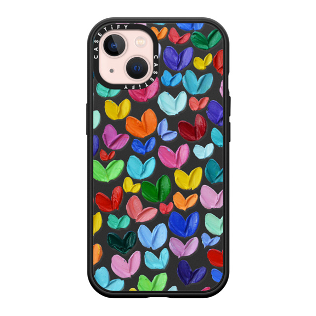 Ann Marie Coolick x CASETiFY iPhone 13 ケース マットブラック インパクトケース MagSafe対応 Polka Daub Hearts Confetti