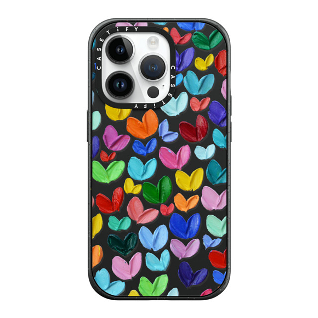 Ann Marie Coolick x CASETiFY iPhone 14 Pro ケース マットブラック インパクトケース MagSafe対応 Polka Daub Hearts Confetti