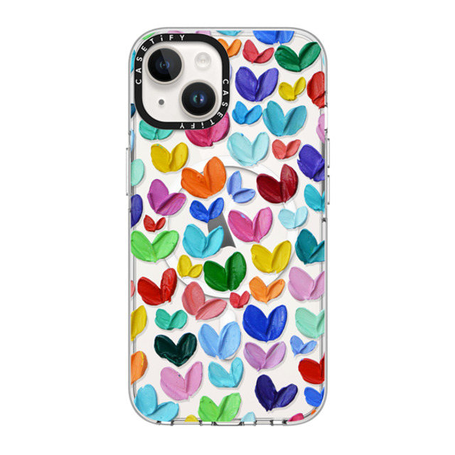 Ann Marie Coolick x CASETiFY iPhone 14 ケース クリア クリア ケース MagSafe対応 Polka Daub Hearts Confetti