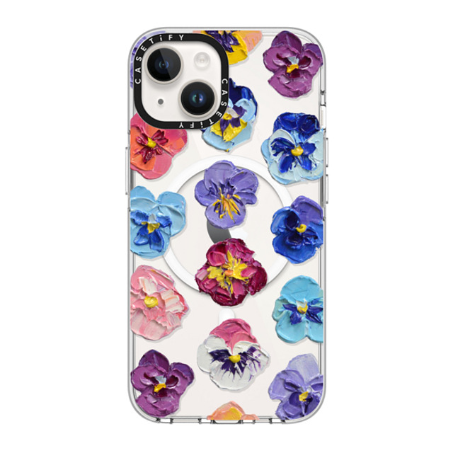 Ann Marie Coolick x CASETiFY iPhone 14 Case Clear Clear Case MagSafe Compatible Summer Pansy Flowers Ann Marie Coolick x CASETiFY iPhone 14 Case Clear Clear Case MagSafe Compatible Summer Pansy Flowers