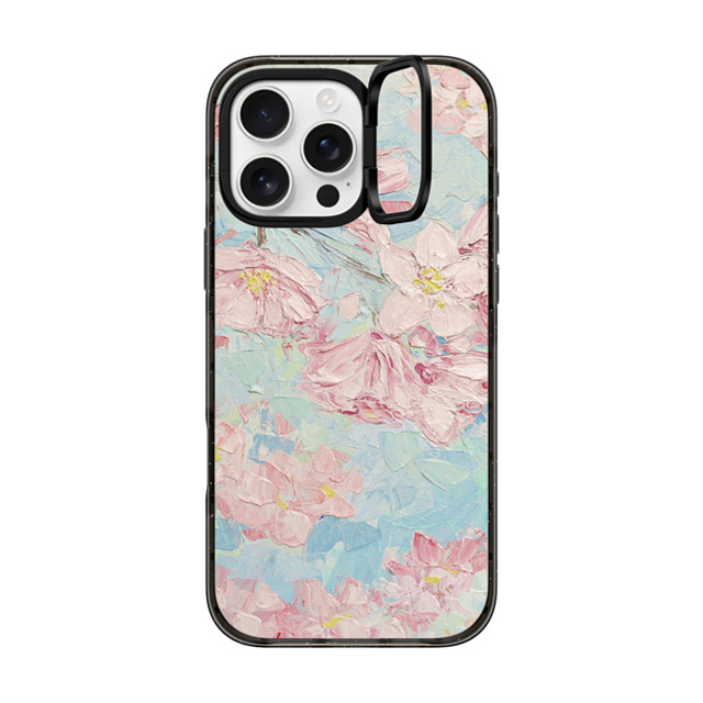 Ann Marie Coolick x CASETiFY iPhone 16 Pro Max ケース ブラック インパクトリングスタンドケース MagSafe対応 Yoshino Cherry Blossoms