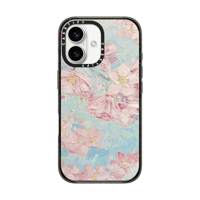 Ann Marie Coolick x CASETiFY iPhone 16 ケース ブラック インパクトケース MagSafe対応 Yoshino Cherry Blossoms