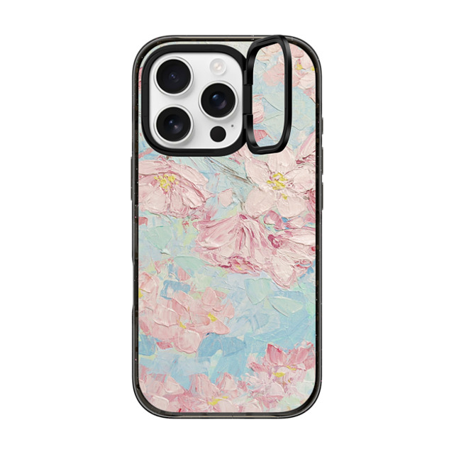 Ann Marie Coolick x CASETiFY iPhone 16 Pro ケース ブラック インパクトリングスタンドケース MagSafe対応 Yoshino Cherry Blossoms