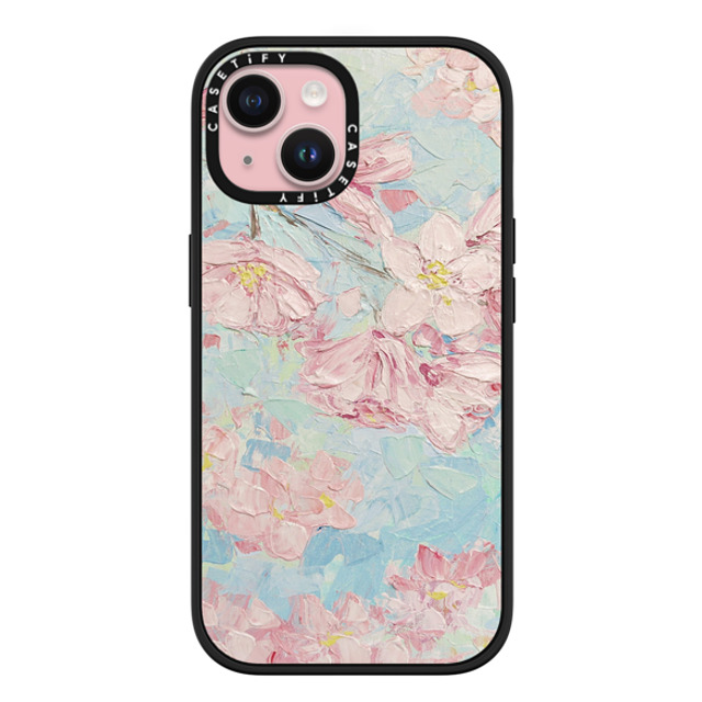 Ann Marie Coolick x CASETiFY iPhone 15 ケース マットブラック インパクトケース MagSafe対応 Yoshino Cherry Blossoms