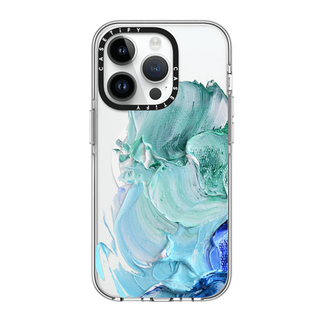 Ann Marie Coolick x CASETiFY iPhone 14 Pro ケース クリア クリア ケース MagSafe対応 Blue Splash