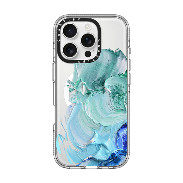 Ann Marie Coolick x CASETiFY iPhone 16 Pro ケース クリア クリア ケース MagSafe対応 Blue Splash