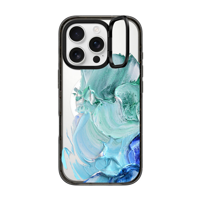 Ann Marie Coolick x CASETiFY iPhone 16 Pro ケース ブラック インパクトリングスタンドケース MagSafe対応 Blue Splash