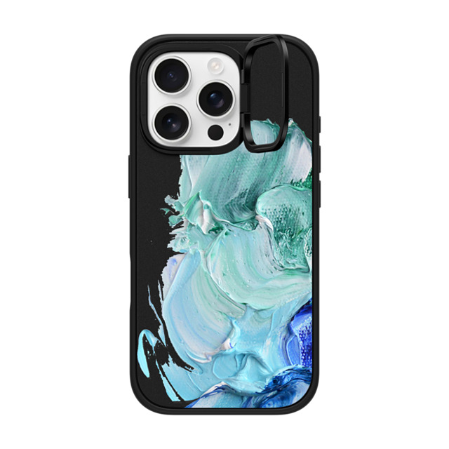 Ann Marie Coolick x CASETiFY iPhone 16 Pro ケース マットブラック インパクトリングスタンドケース MagSafe対応 Blue Splash