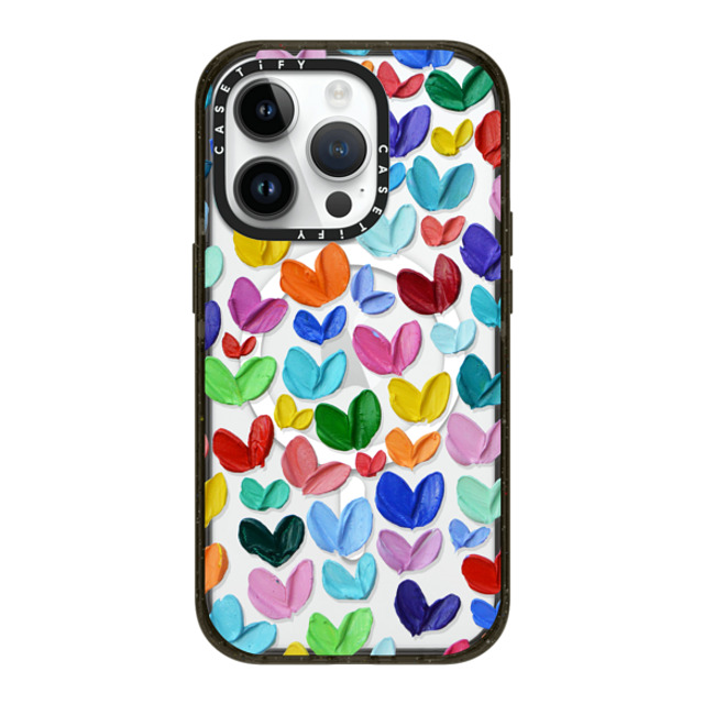 Ann Marie Coolick x CASETiFY iPhone 14 Pro ケース ブラック インパクトケース MagSafe対応 Polka Daub Hearts Confetti