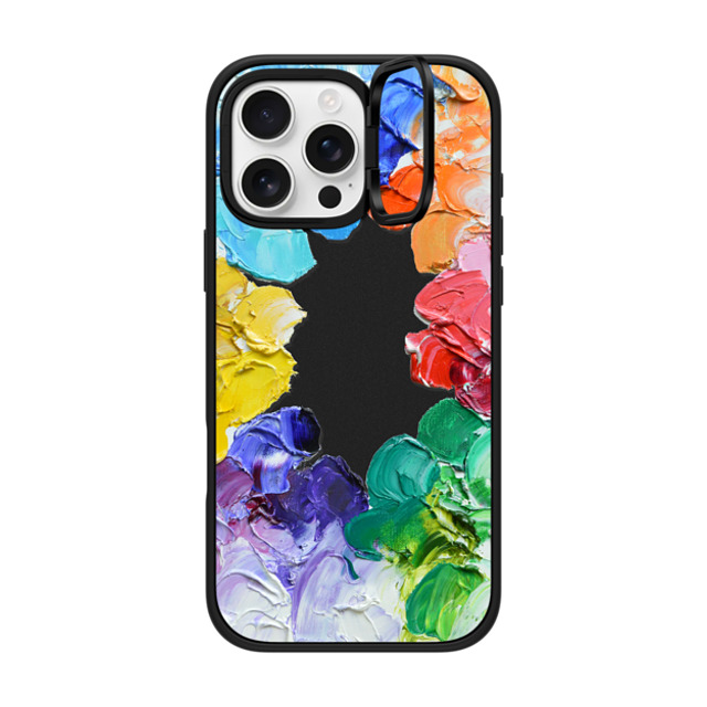 Ann Marie Coolick x CASETiFY iPhone 16 Pro Max ケース マットブラック インパクトリングスタンドケース MagSafe対応 Rainbow Color Wheel