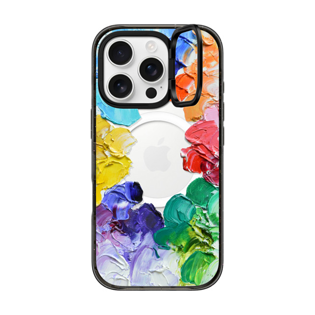 Ann Marie Coolick x CASETiFY iPhone 16 Pro ケース ブラック インパクトリングスタンドケース MagSafe対応 Rainbow Color Wheel