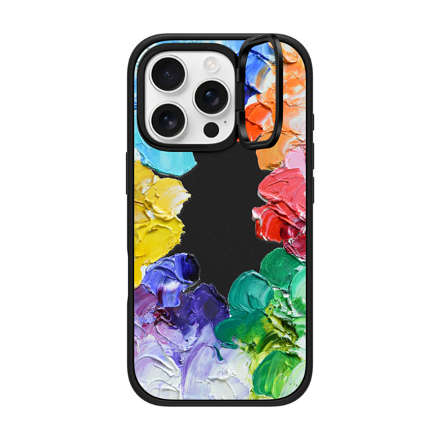 Ann Marie Coolick x CASETiFY iPhone 16 Pro ケース マットブラック インパクトリングスタンドケース MagSafe対応 Rainbow Color Wheel