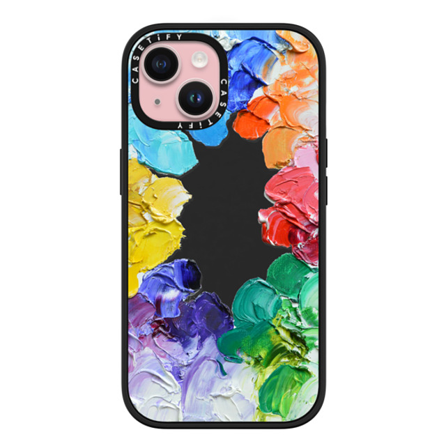 Ann Marie Coolick x CASETiFY iPhone 15 ケース マットブラック インパクトケース MagSafe対応 Rainbow Color Wheel