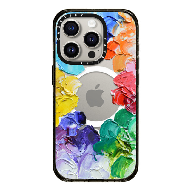 Ann Marie Coolick x CASETiFY iPhone 15 Pro ケース ブラック インパクトケース MagSafe対応 Rainbow Color Wheel