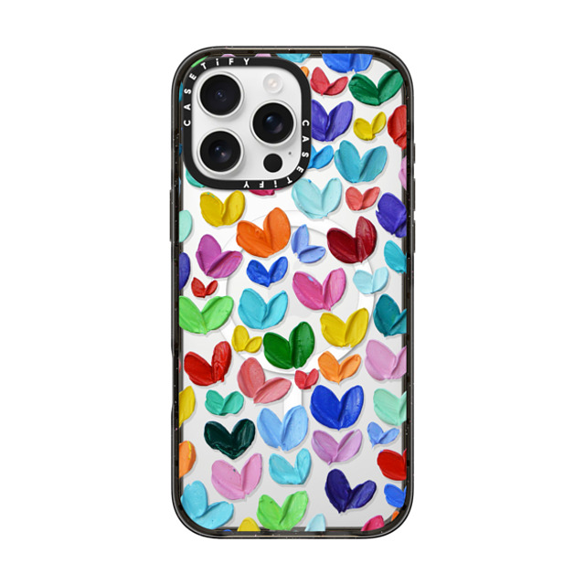 Ann Marie Coolick x CASETiFY iPhone 16 Pro Max ケース ブラック インパクトケース MagSafe対応 Polka Daub Hearts Confetti