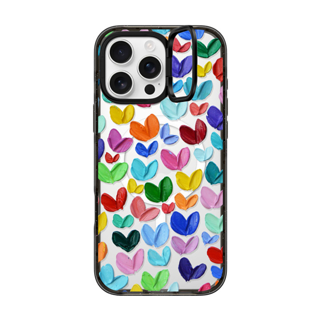 Ann Marie Coolick x CASETiFY iPhone 16 Pro Max ケース ブラック インパクトリングスタンドケース MagSafe対応 Polka Daub Hearts Confetti