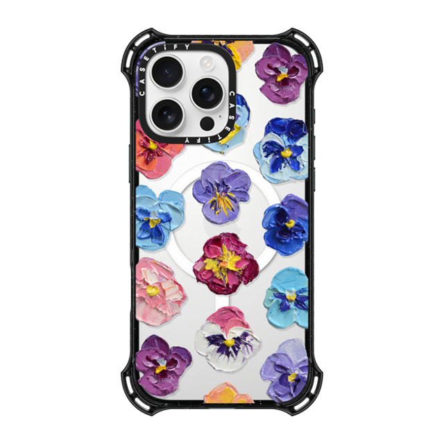 Ann Marie Coolick x CASETiFY iPhone 16 Pro Max ケース ブラック バウンスケース Summer Pansy Flowers