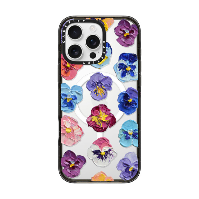 Ann Marie Coolick x CASETiFY iPhone 16 Pro Max ケース ブラック インパクトケース MagSafe対応 Summer Pansy Flowers