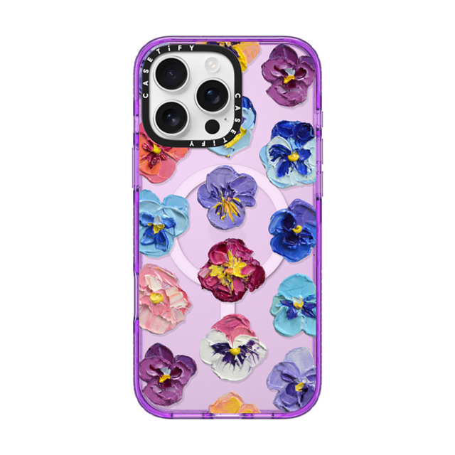 Ann Marie Coolick x CASETiFY iPhone 16 Pro Max Case パープル Impact Case MagSafe Compatible Summer Pansy Flowers Ann Marie Coolick x CASETiFY iPhone 16 Pro Max Case パープル Impact Case MagSafe Compatible Summer Pansy Flowers