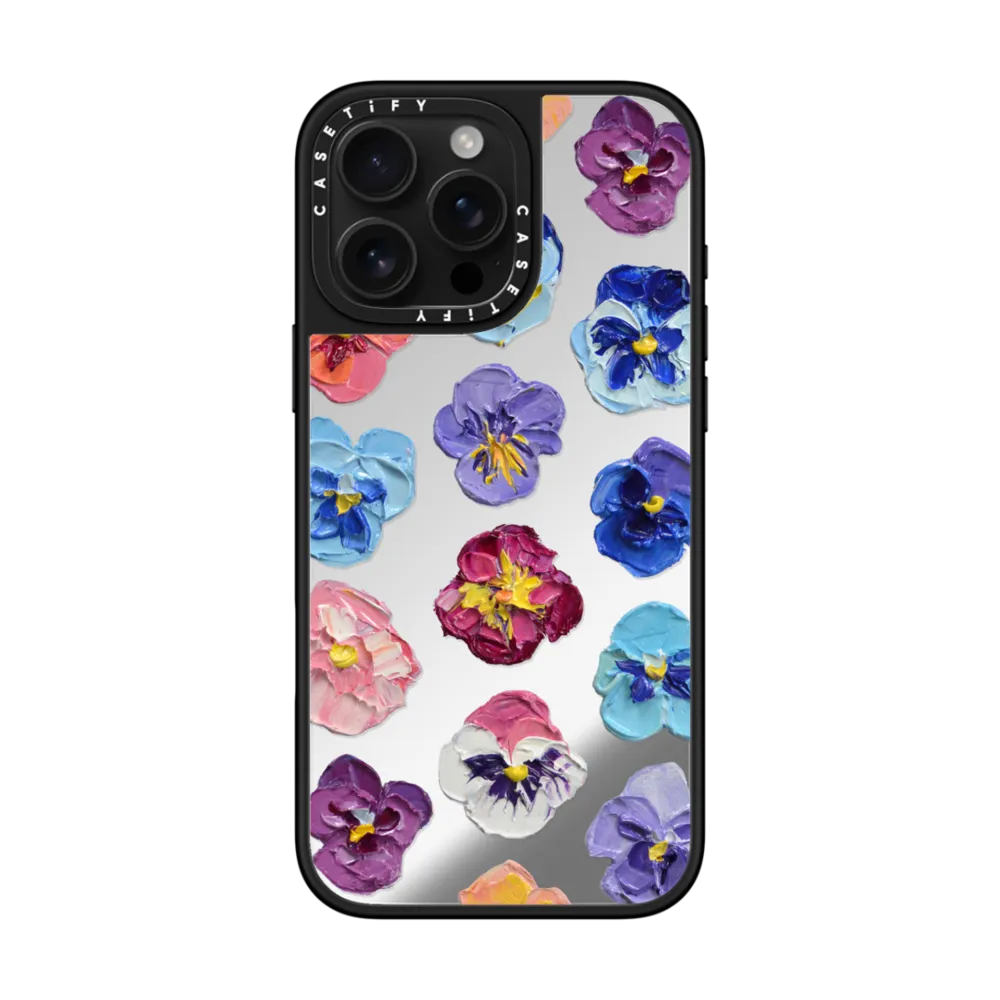 Mirror iPhone 16 Pro Max Case MagSafe Compatible - Summer Pansy Flowers
