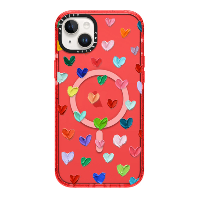 Ann Marie Coolick x CASETiFY iPhone 14 Plus ケース レッド インパクトケース MagSafe対応 Polka Daub Hearts