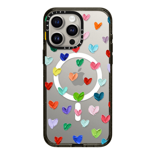 Ann Marie Coolick x CASETiFY iPhone 15 Pro Max ケース ブラック インパクトケース MagSafe対応 Polka Daub Hearts