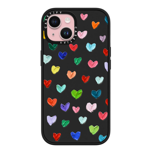 Ann Marie Coolick x CASETiFY iPhone 15 ケース マットブラック インパクトケース MagSafe対応 Polka Daub Hearts