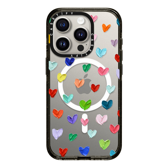 Ann Marie Coolick x CASETiFY iPhone 15 Pro ケース ブラック インパクトケース MagSafe対応 Polka Daub Hearts