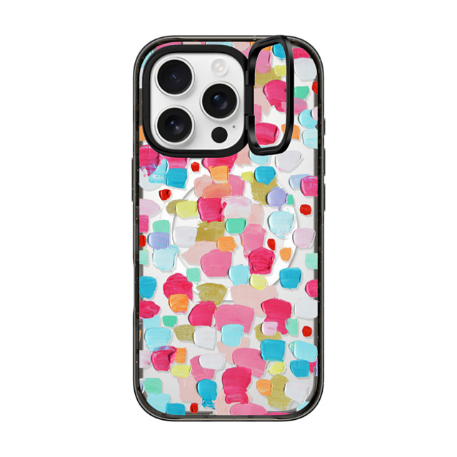 Ann Marie Coolick x CASETiFY iPhone 16 Pro ケース ブラック インパクトリングスタンドケース MagSafe対応 Magenta Confetti