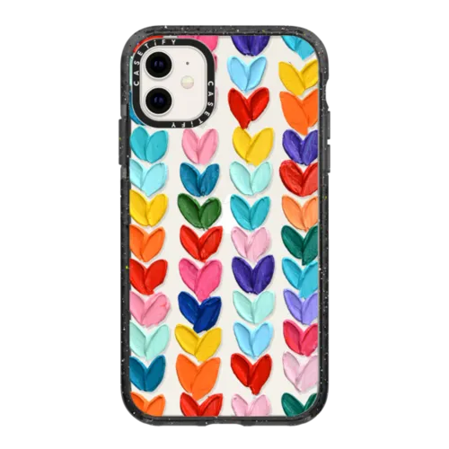 iPhone 11 - Clear Polka Daub Hearts