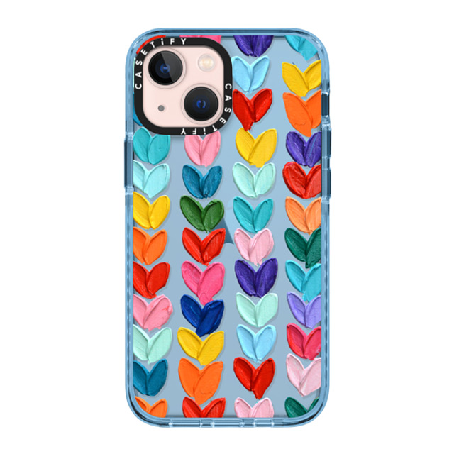 Ann Marie Coolick x CASETiFY iPhone 13 Mini ケース Sierra Blue インパクトケース Clear Polka Daub Hearts