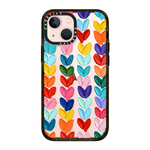 Ann Marie Coolick x CASETiFY iPhone 13 Mini ケース ブラック インパクトケース Clear Polka Daub Hearts