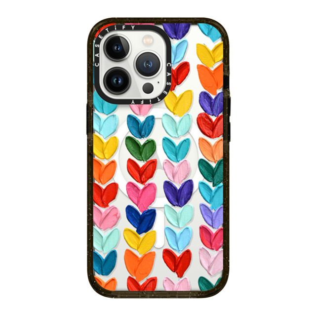 Ann Marie Coolick x CASETiFY iPhone 13 Pro ケース ブラック インパクトケース MagSafe対応 Clear Polka Daub Hearts