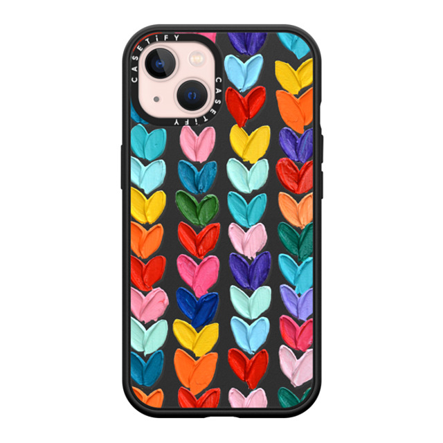 Ann Marie Coolick x CASETiFY iPhone 13 ケース マットブラック インパクトケース MagSafe対応 Clear Polka Daub Hearts