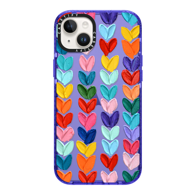 Ann Marie Coolick x CASETiFY iPhone 14 Plus ケース Peri Purple インパクトケース Clear Polka Daub Hearts