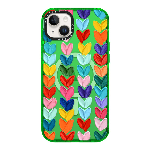 Ann Marie Coolick x CASETiFY iPhone 14 Plus Case グリーン Impact Case MagSafe Compatible Clear Polka Daub Hearts Ann Marie Coolick x CASETiFY iPhone 14 Plus Case グリーン Impact Case MagSafe Compatible Clear Polka Daub Hearts