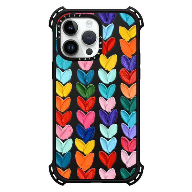 Ann Marie Coolick x CASETiFY iPhone 14 Pro Max ケース マットブラック バウンスケース Clear Polka Daub Hearts