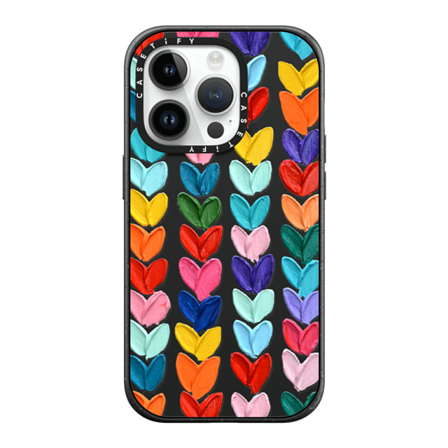 Ann Marie Coolick x CASETiFY iPhone 14 Pro ケース マットブラック インパクトケース MagSafe対応 Clear Polka Daub Hearts