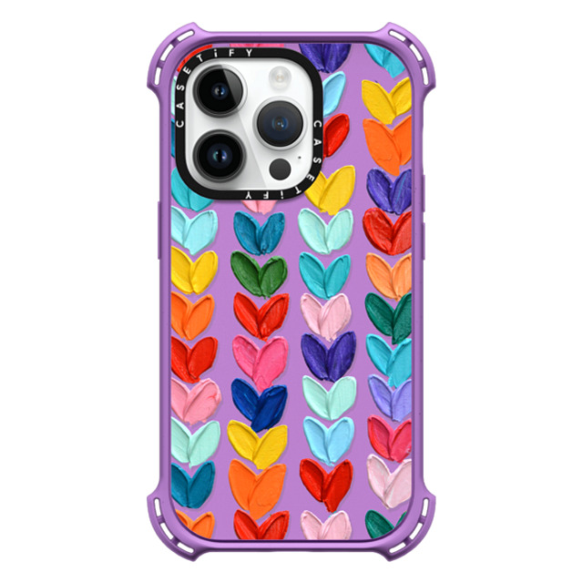 Ann Marie Coolick x CASETiFY iPhone 14 Pro ケース Matte Purple バウンスケース Clear Polka Daub Hearts