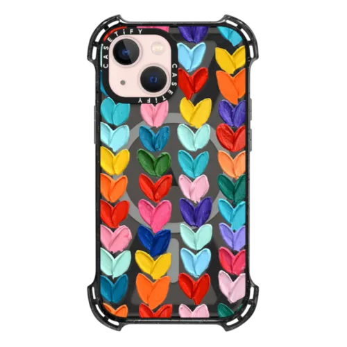 iPhone 13 Mini - Clear Polka Daub Hearts