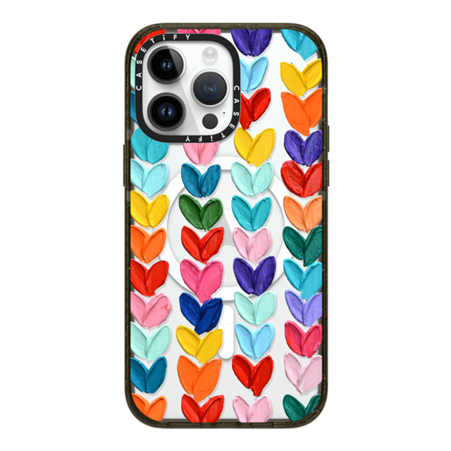 Ann Marie Coolick x CASETiFY iPhone 14 Pro Max ケース ブラック インパクトケース MagSafe対応 Clear Polka Daub Hearts