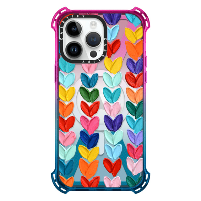 Ann Marie Coolick x CASETiFY iPhone 14 Pro Max ケース Cotton Candy バウンスケース Clear Polka Daub Hearts