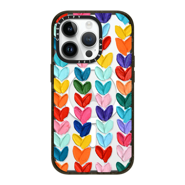 Ann Marie Coolick x CASETiFY iPhone 14 Pro ケース ブラック インパクトケース MagSafe対応 Clear Polka Daub Hearts