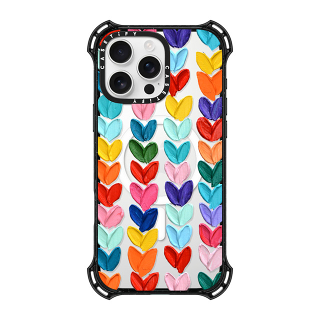 Ann Marie Coolick x CASETiFY iPhone 16 Pro Max ケース ブラック バウンスケース Clear Polka Daub Hearts