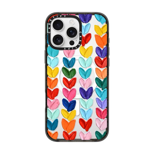 Ann Marie Coolick x CASETiFY iPhone 16 Pro Max ケース ブラック インパクトケース MagSafe対応 Clear Polka Daub Hearts