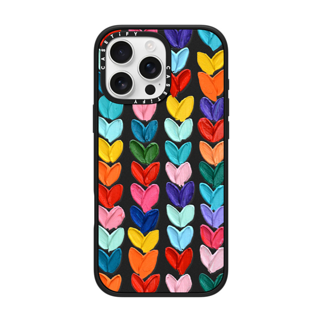 Ann Marie Coolick x CASETiFY iPhone 16 Pro Max ケース マットブラック インパクトケース MagSafe対応 Clear Polka Daub Hearts