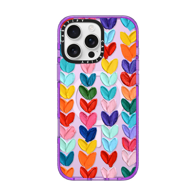 Ann Marie Coolick x CASETiFY iPhone 16 Pro Max ケース パープル インパクトケース MagSafe対応 Clear Polka Daub Hearts